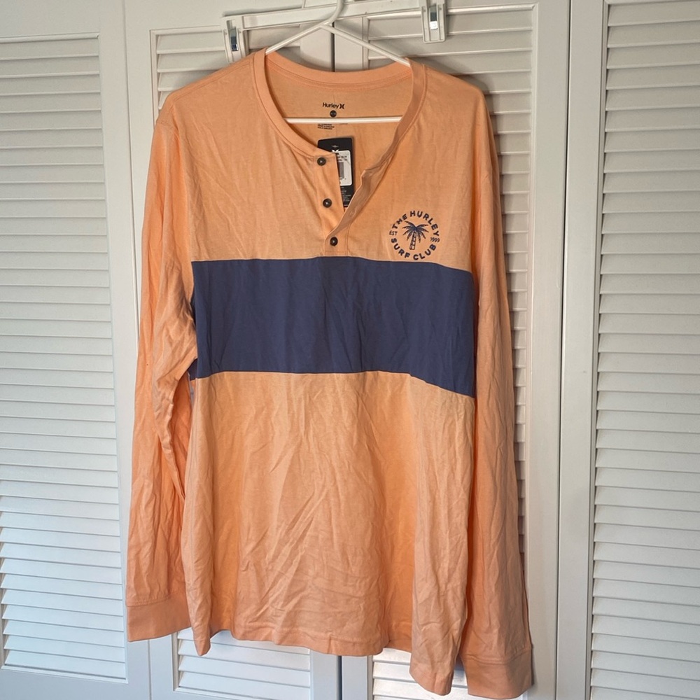 Hurley Men's‎ Orange Henley Size XL new